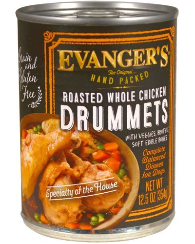 Evangers Roasted Chicken Drumette Canned Dog Food 13.2 oz cans/case of 12 Canned Food12