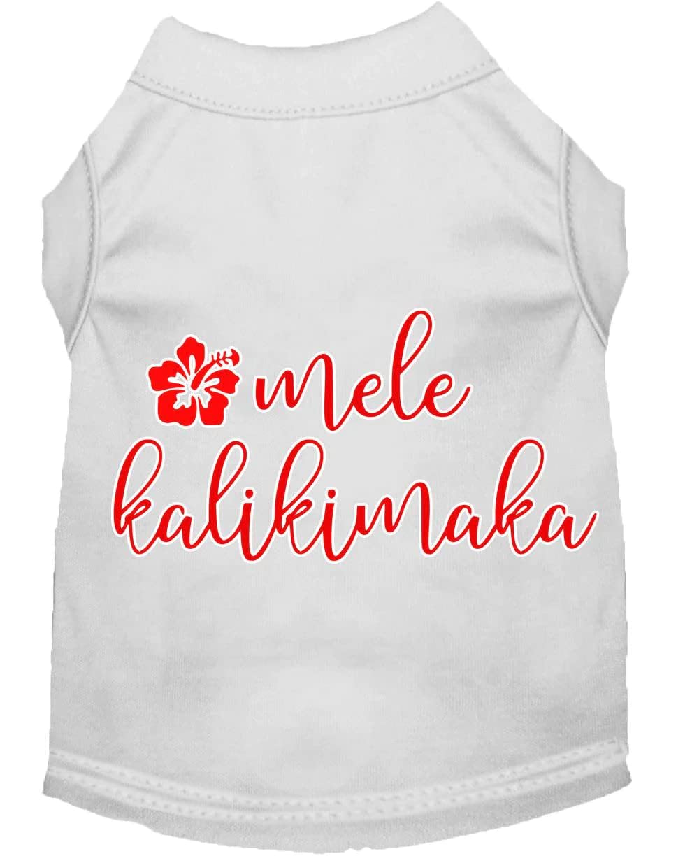 Christmas Pet Dog & Cat Shirt Screen Printed, "Mele Kalikimaka" Gray MD (6-10 lbs.)