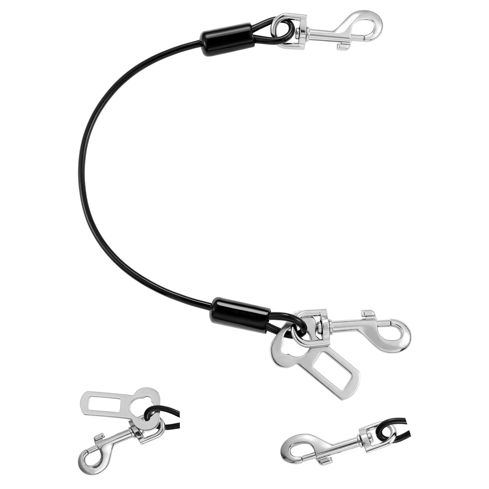 VavoPaw Dog Seat Belt for Car, 32 Chew-Proof Coated Wire Dog Car Leash Seat Belt, Dog Leash with Buckles and Latch, Safety Harne
