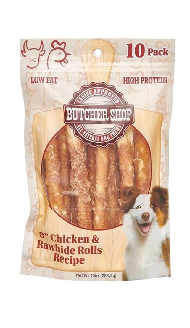 Generic Butcher Shop Chicken & Rawhide Rolls Dog Treats - 20 Rolls, 10 Ounce (Pack of 2)
