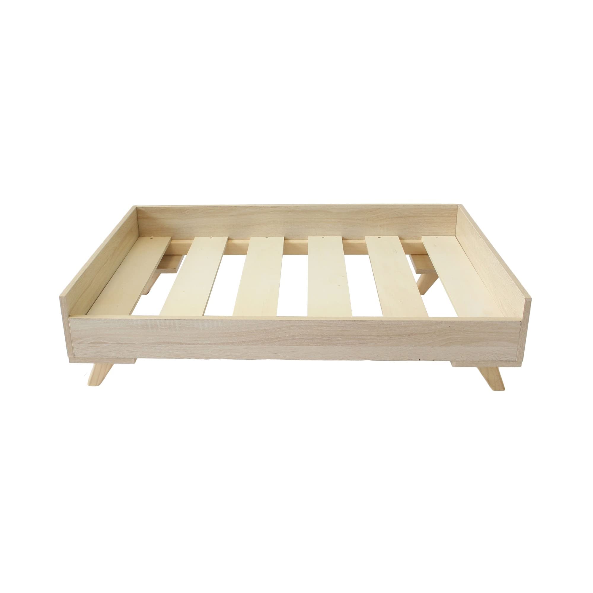 Midlee Raised Wooden Dog Bed Frame - Large Off-White Wood Design