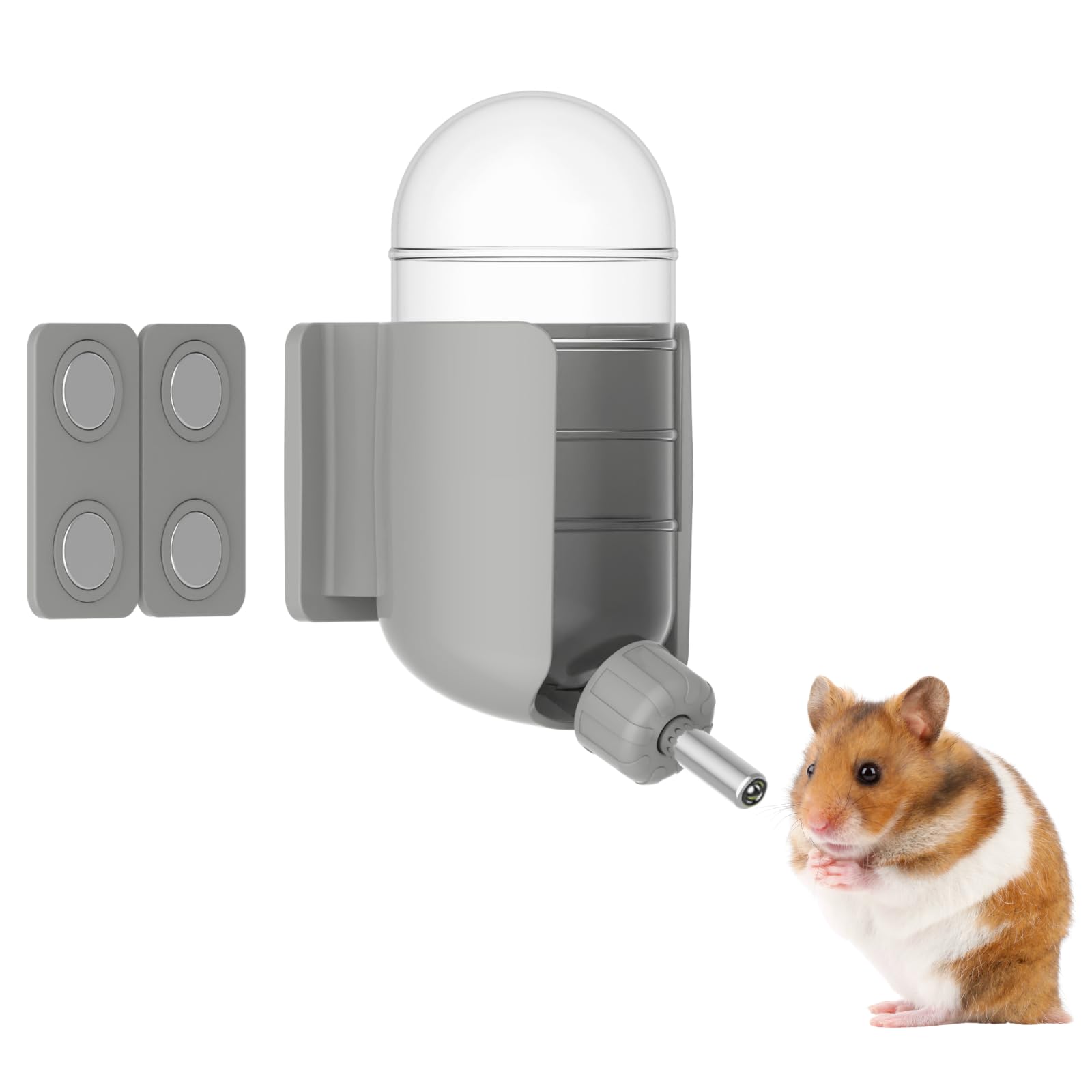 Hamster Water Bottle with Magnetic Stents, Water Bottle Holder for Glass Tanks, Suitable for Syrian Dwarf Hamsters Gerbils Mice 