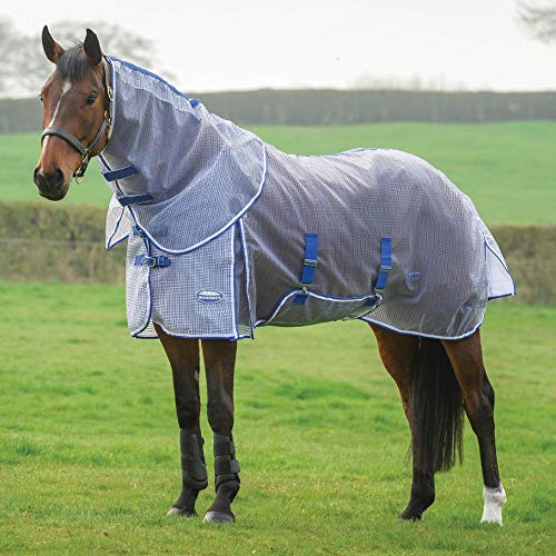Weatherbeeta Comfitec Ripshield Plus With Belly Wrap Detach A Neck, White/Blue, 69''