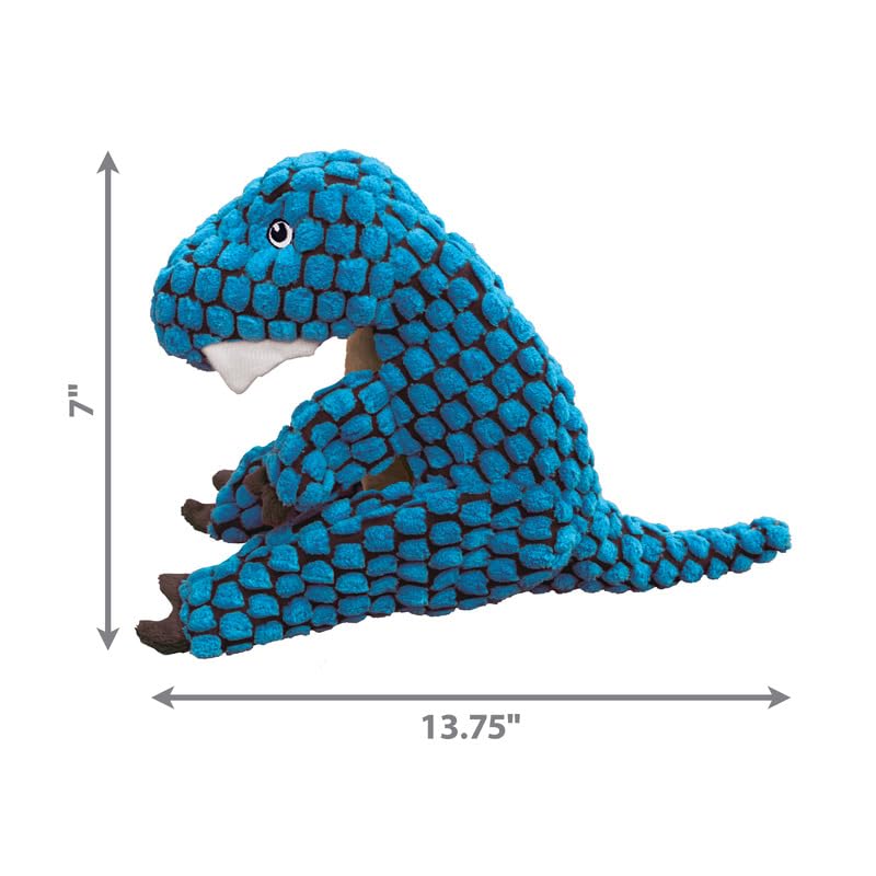 Kong - Dynos T-Rex Blue - Dinosaur Squeak Dog Toy, Reinforced Lining And Varied Textures - For Large Dogs