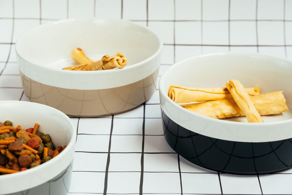 Waggo Dipper Ceramic Dog Bowl Vintage Grey, Small