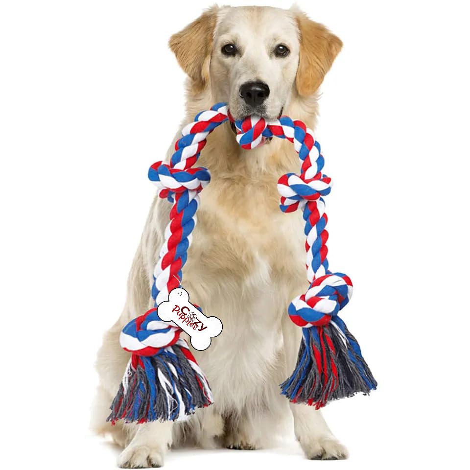Cozy Puppies Pets Dog Toys For Aggressive Chewers, Tug Of War Rope For Interactive Playtime And Training, Premium Cotton Rope Do