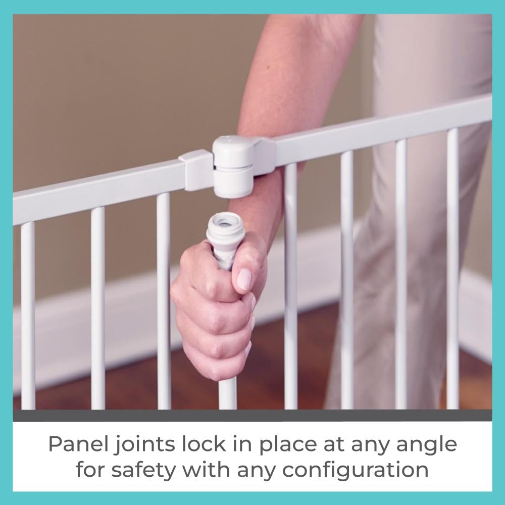 Toddleroo By North States 3 In 1 Metal Superyard 6 Panel Play Yard, Baby Gate, Playpen Or Extra Wide Baby Fence, 151' Wide. Wall Mount Kit Included. 10 Sq Ft Play Yard (30' Tall, Taupe)