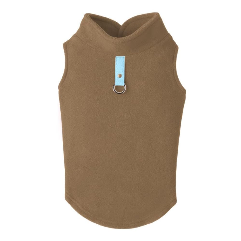 Gooby - Fleece Vest, Small Dog Pullover Fleece Jacket With Leash Ring, Clay, Large