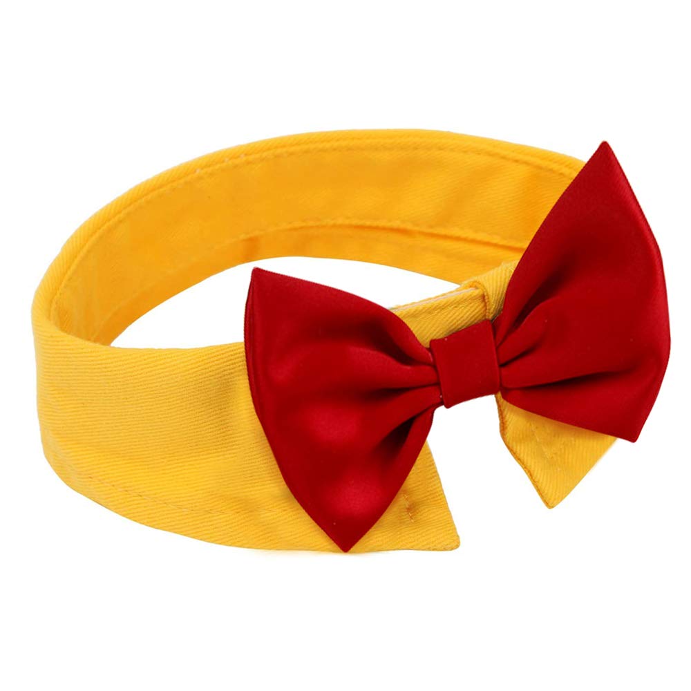 ZTON for Little Puppy, Handcrafted Adjustable Formal Pet Bowtie Collar Neck Tie for Dogs & Cats (L, Yellow+Red)