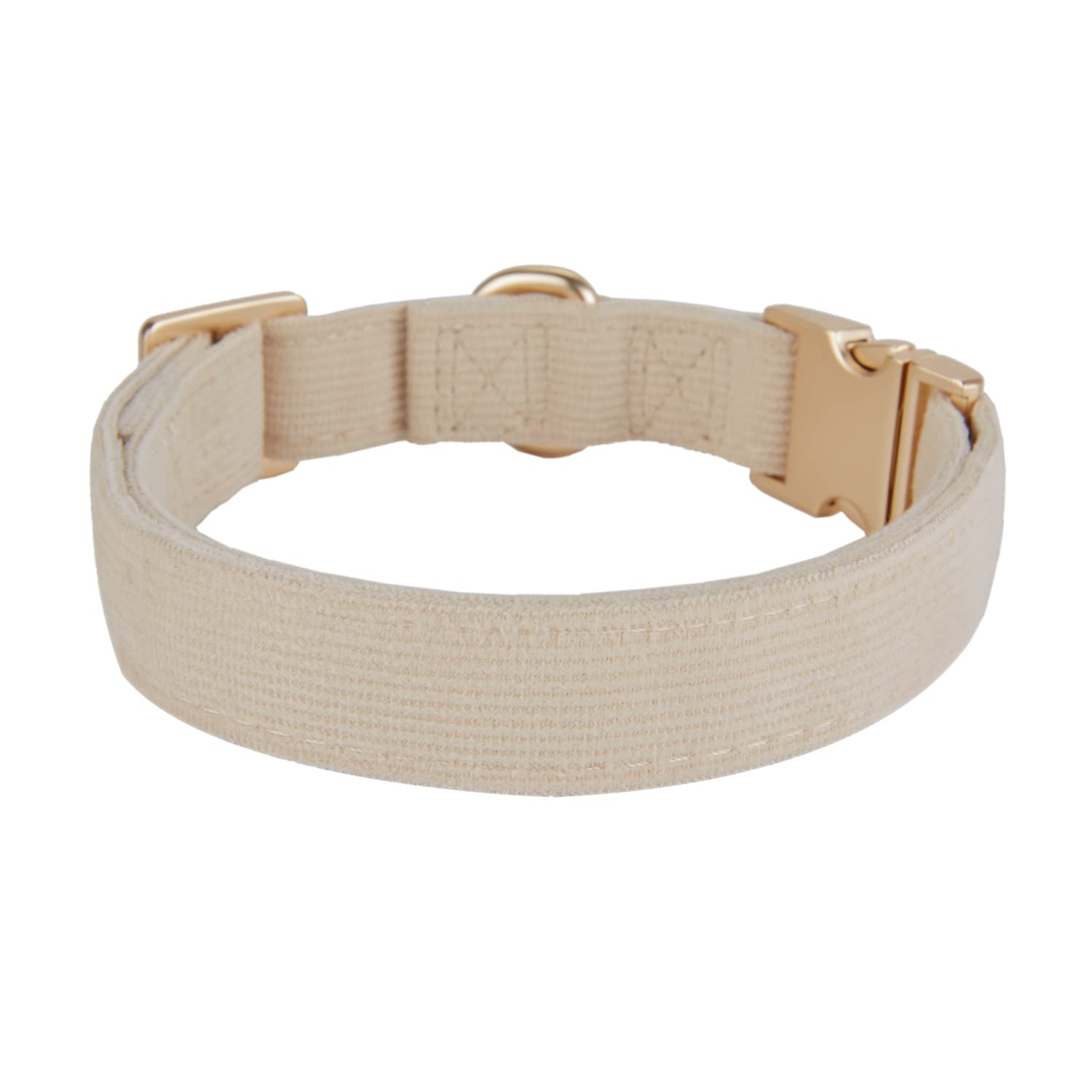 Petiry Soft Corduroy Fibric Dog Collar with High Grade Metal Buckle, for Large Dogs.(White,Large:17-26'')