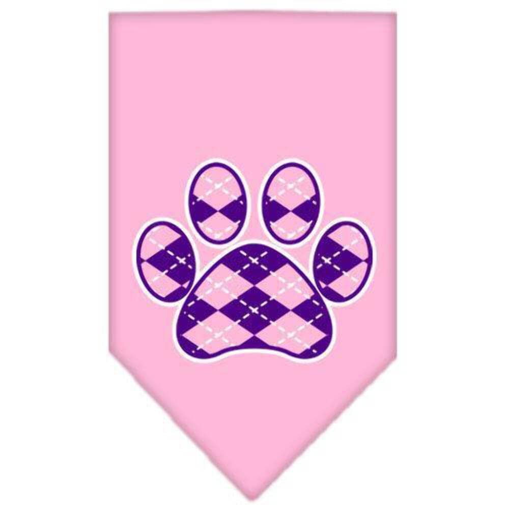Mirage Pet Products Argyle Paw Purple Screen Print Bandana for Pets, Small, Light Pink