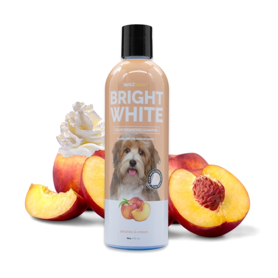 Bark2Basics Brighten White Dog Shampoo 16 oz - Natural, Chamomile, Revives Vibrant Natural Color of Coat, Lustrous Shine, Whiten