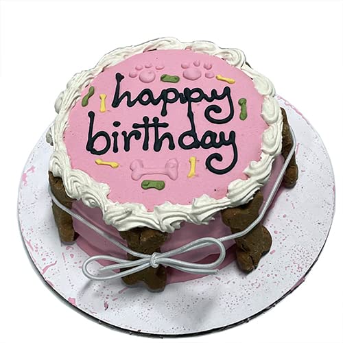 Bubba Rose Biscuit Company: Pink Dog Birthday Cake - Crunchy Biscuit Texture - Natural Gourmet Pet Treat - Dog Cake - 4.25    1 
