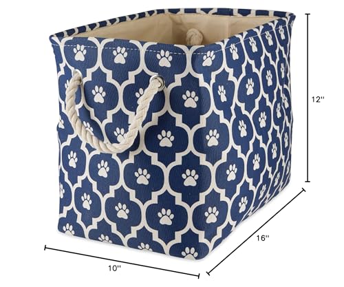 Bone Dry Pet Storage Collection Lattice Paw Print, Nautical Blue, Medium Rectangle