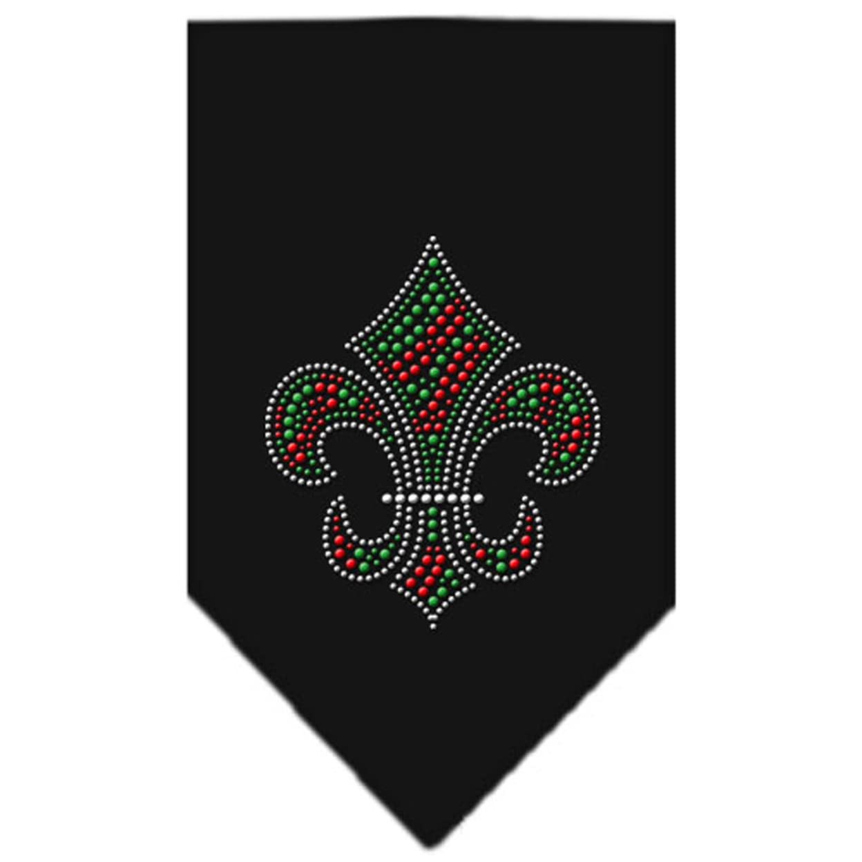 Mirage Pet Products Christmas Fleur De Lis Rhinestone Bandana, Large, Black