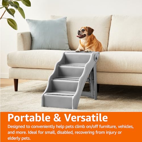 Amazon Basics Foldable Non-Slip Steps For Dogs And Cats, Grey, 23.90'' X 16.10'' X 19.76''