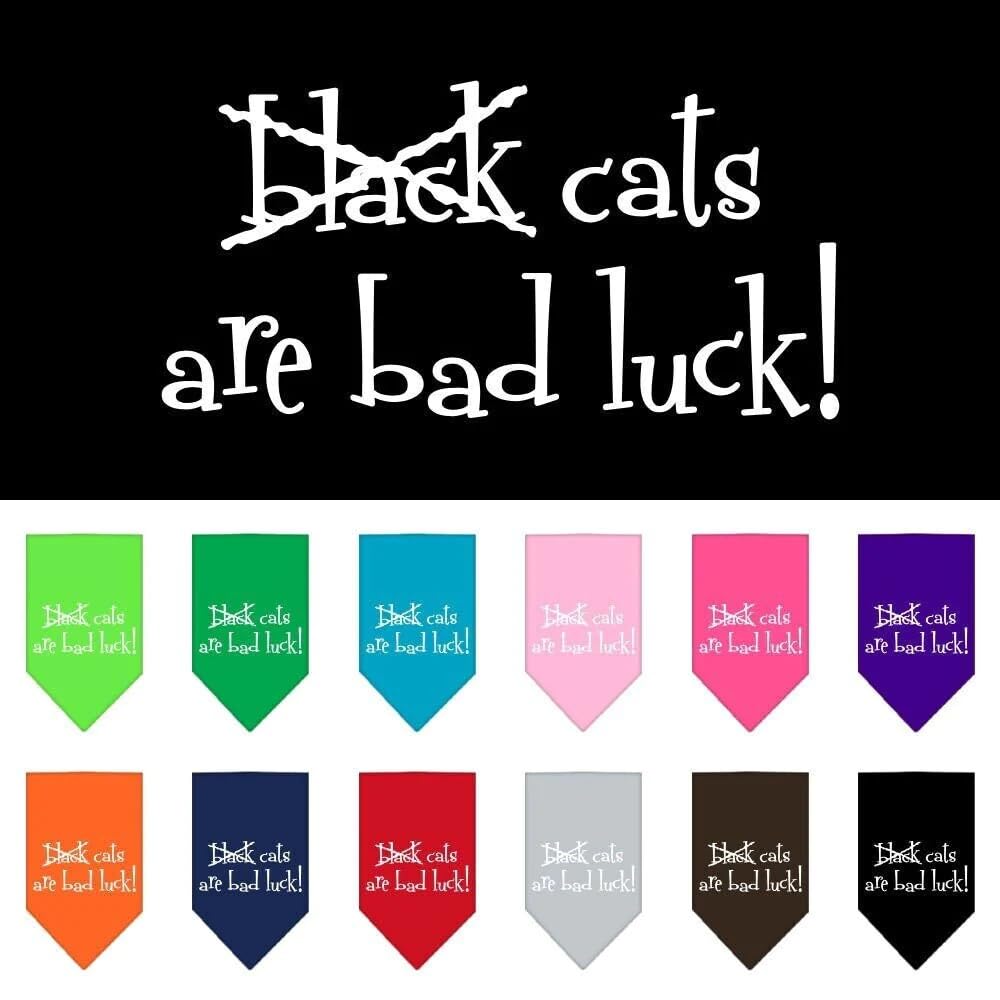 Halloween Pet and Dog Bandana Screen Printed, "Black Cats are Bad Luck" Black Small