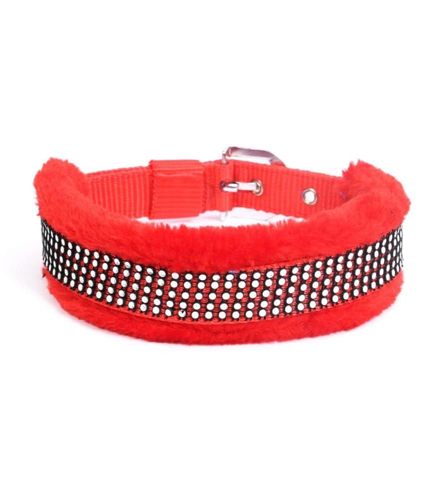 Heavy Duty Fur Padded Dog Collar For Large Dogs | Adjustable Nylon Collar With Soft Cushion Lining | Strong Metal Buckle | Suita