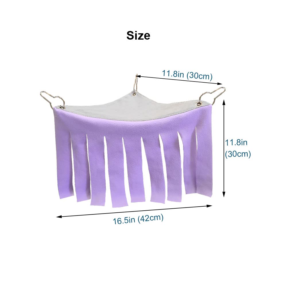 Rioussi Guinea Pig Hideout Hideaway Corner Fleece Toys Cage Accessories With Reversible Sides, Heart/Gray-Pink+Purple, Pack Of 2