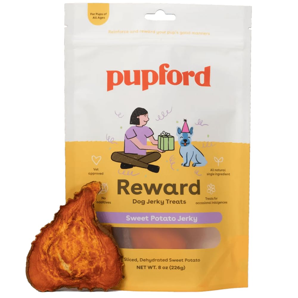 Pupford Sweet Potato Jerky Treats for Large & Small Dogs of All Ages | Made in USA, Single Ingredient & No Fillers | Dogs Love T