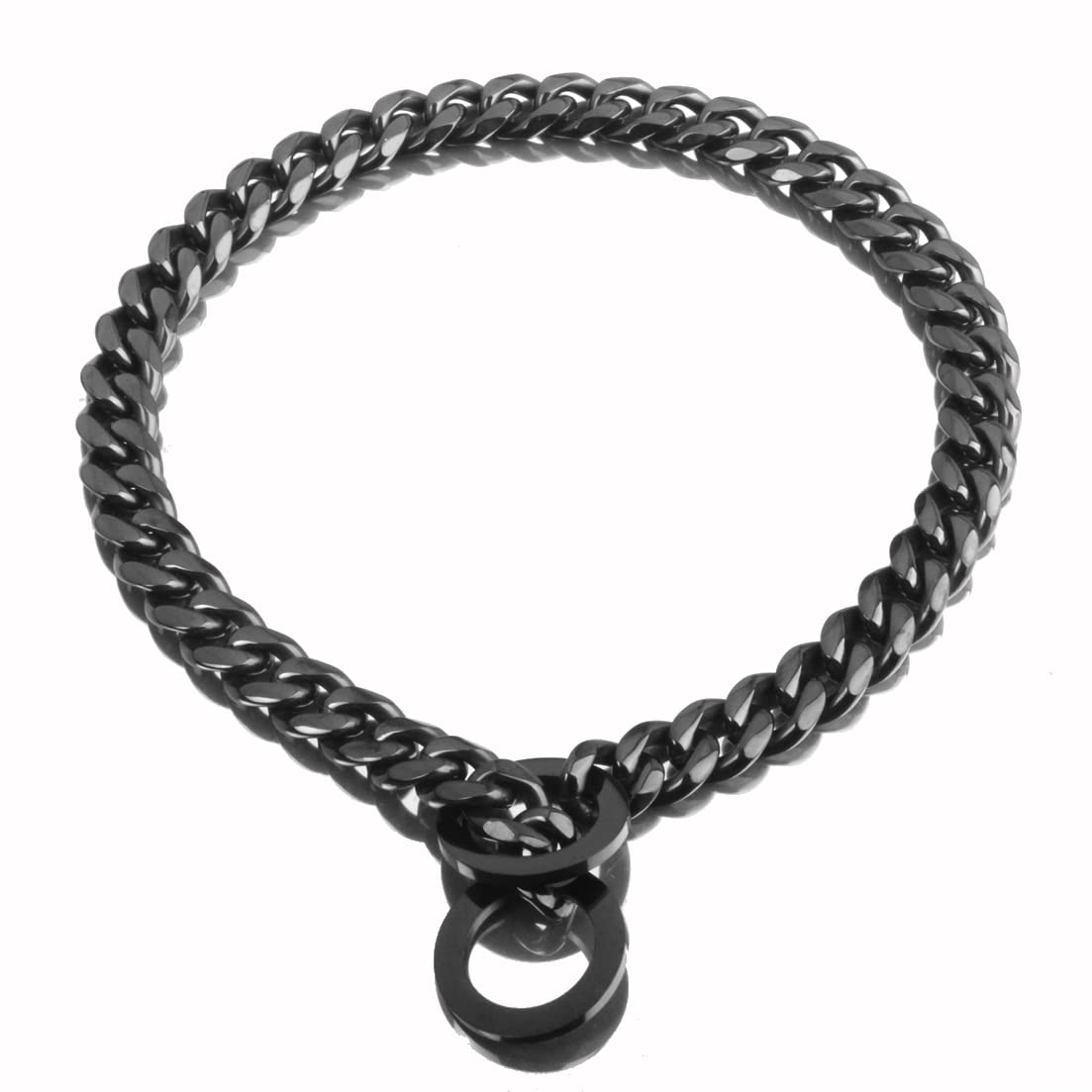 Rumypet Black Dog Chain Collar 11Mm/15Mm/19Mm Cuban Link Chain Dog Collar Chew Proof Dog Chain Collar Walking Training For Small