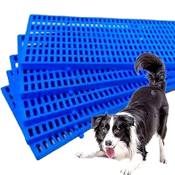 D&C PAWS Pet Plastic Dog Flooring Mat | Multipurpose Floor Mat for Dog, Cat, Rabbit, Goat 36x12 Inch (Black, Set of 4)