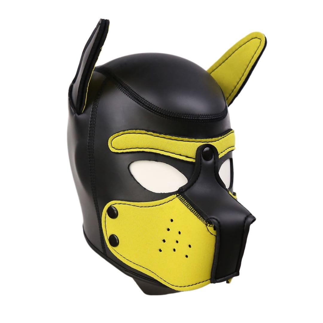 Quyuwowo Neoprene Dog Full Face Puppy Mask Removable Halloween Dog Head Mask With Collar,Armband And Shoulder Strap