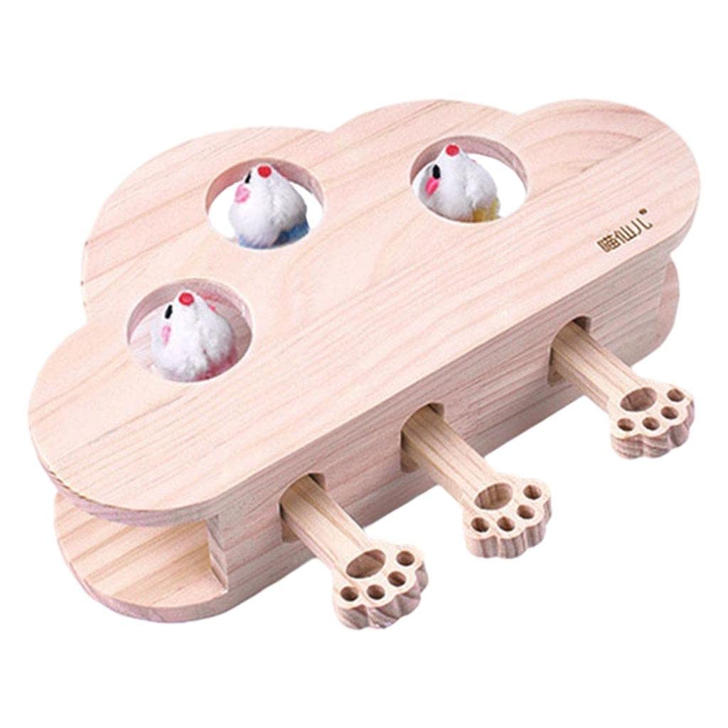 Lyla Cloud Shape Cat Hunt Interactive Toys Wooden Whack Mouse Puzzle Toy Mice