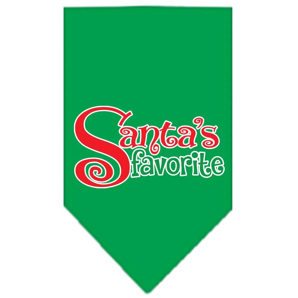 Christmas Pet and Dog Bandana Screen Printed, Santa's Favorite Yellow Small