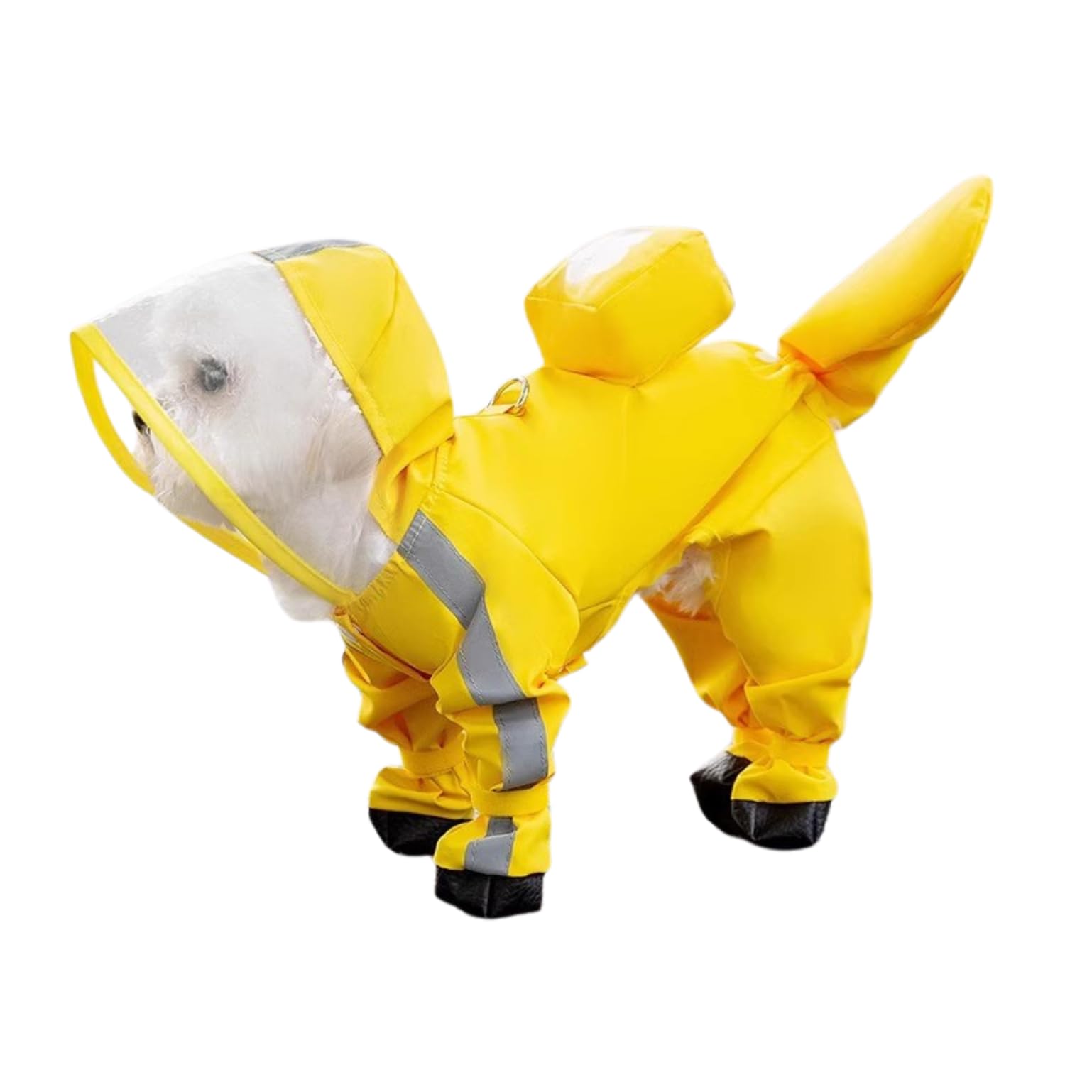 Harikaji Small Dog Raincoat, Tail Protect Feet Cover Waterproof Dog Rain Jacket For Puppy, Yellow, Xl