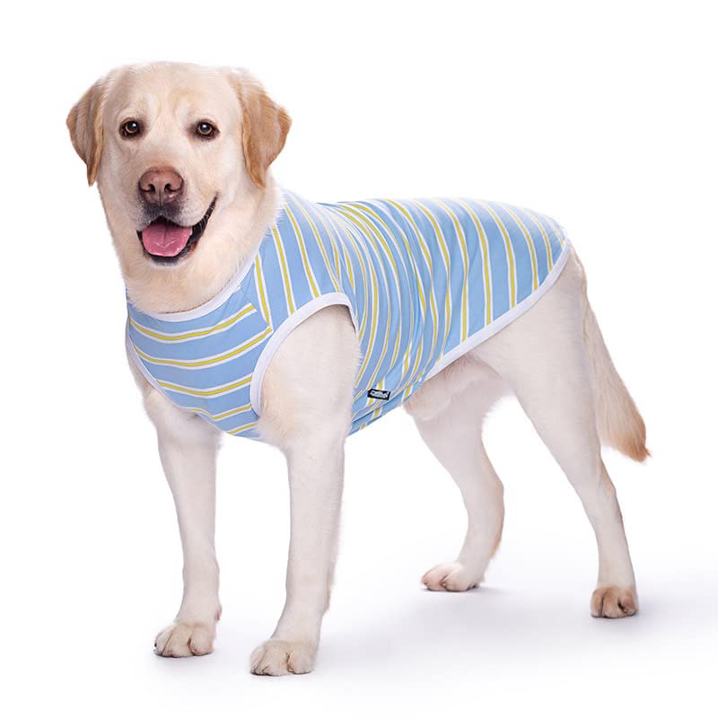 Kutkut Cotton Striped T- Shirt For Medium/Large Dogs|Breathable Stretchy Fashion Big Dogs Clothes For Beagle,Corgi,Husky,Labarad