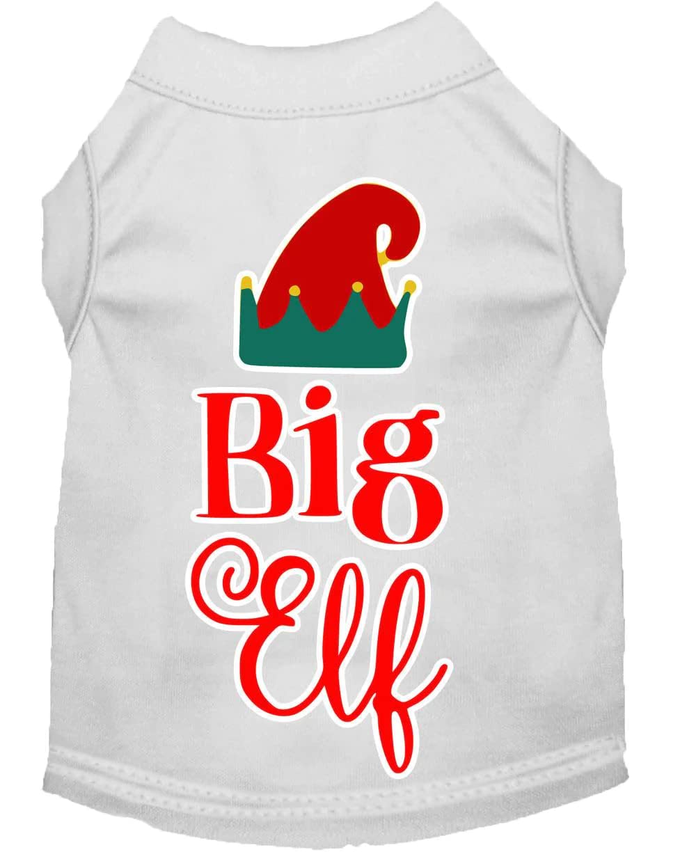 Christmas Pet Dog & Cat Shirt Screen Printed, "Big Elf" Blue 2XL (20-25 lbs.)