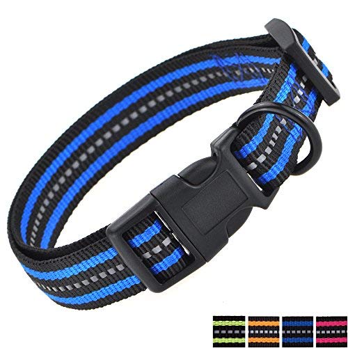 Mile High Life Reflective Dog Collar | Nylon Pet Collars Wiith Buckle | Light Weight Puppy Collars | Blue Dog Collars For Small Dogs (Blue, S)