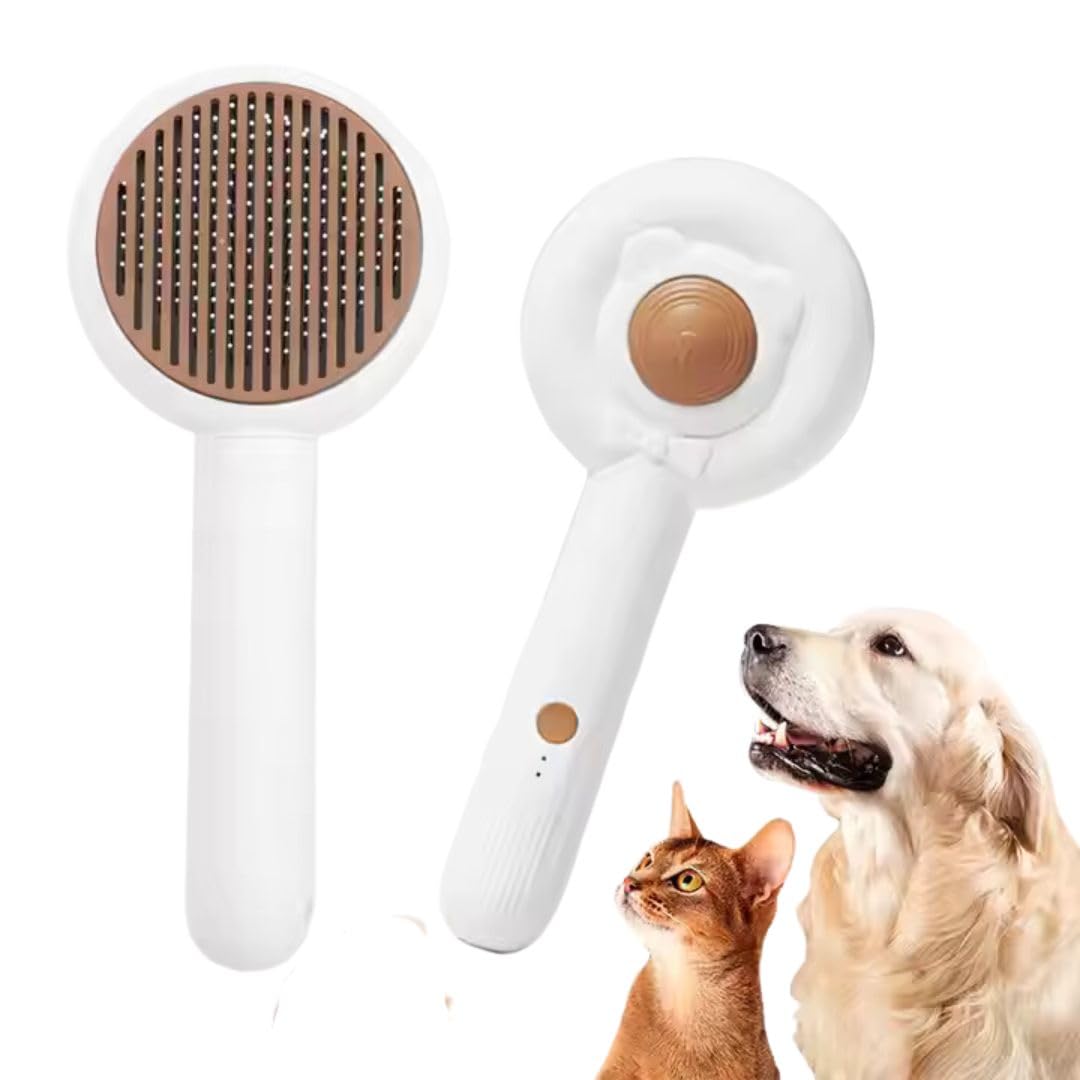 Pet Fun 2In1 Pet Grooming Brush With Rechargeable Nail Grinder | Electric Deshedding Slicker Comb & Trimmer | SelfCleaning Ha