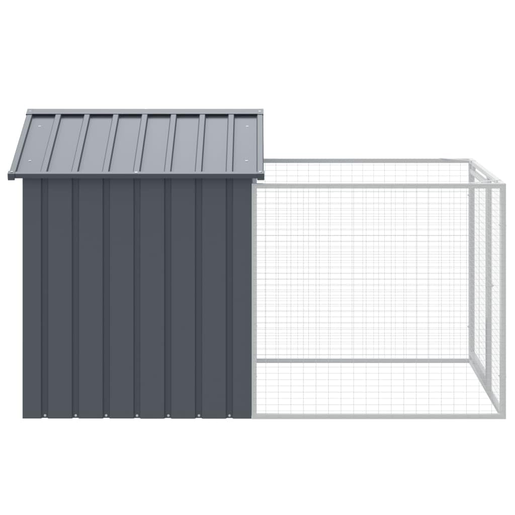 vidaXL Dog House with Roof Light Gray 46.1x320.1x48.4 Galvanized Steel