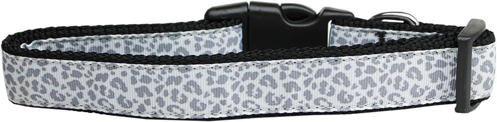 Pet Dog & Cat Nylon Collar or Leash, "Silver Leopard" SM Collar