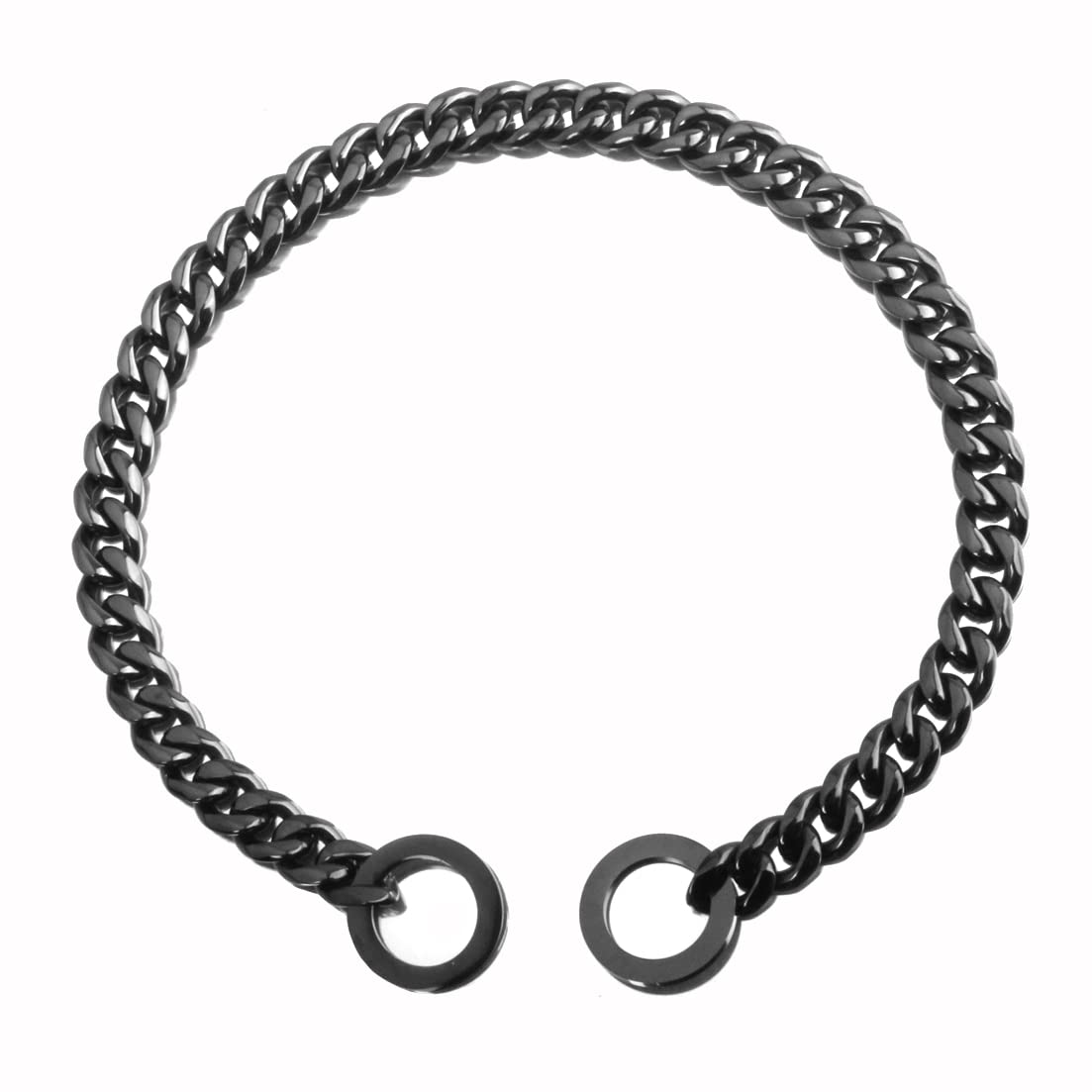 Rumypet Black Dog Chain Collar 11Mm/15Mm/19Mm Cuban Link Chain Dog Collar Chew Proof Dog Chain Collar Walking Training For Small