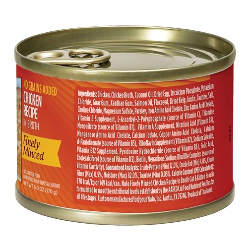Nulo Finely Minced Chicken Flavor Wet Canned Cat Food, 6.0 Ounce (Pack of 8)