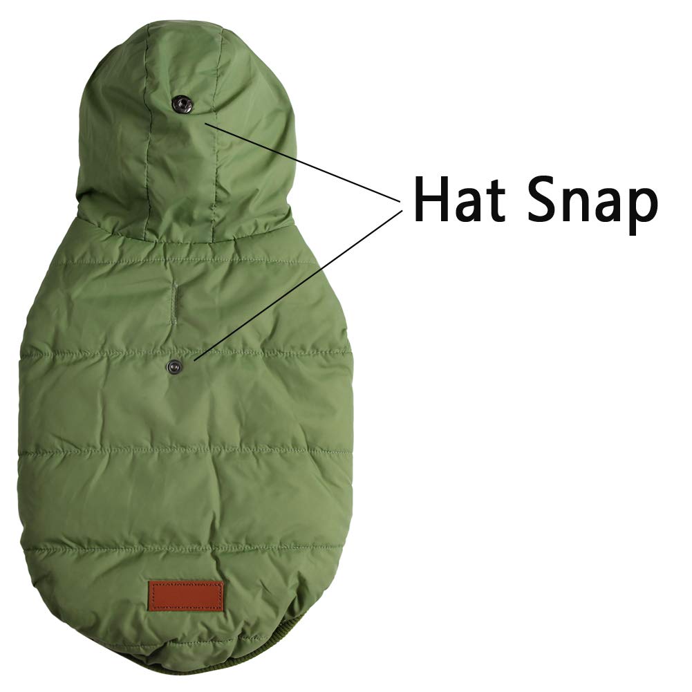 Vecomfy Fleece Lining Extra Warm Dog Hoodie In Winter For Medium Dogs Jacket Pet Coats With Hooded Green L
