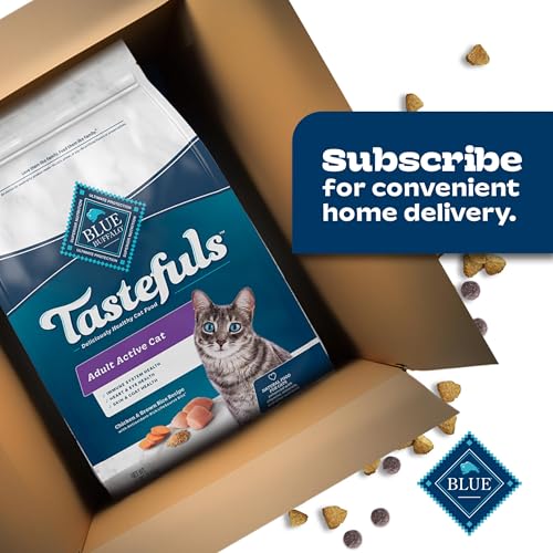 Blue Buffalo Tastefuls Natural Dry Food for Active Adult Cats, Chicken and Brown Rice Recipe, 7-lb. Bag
