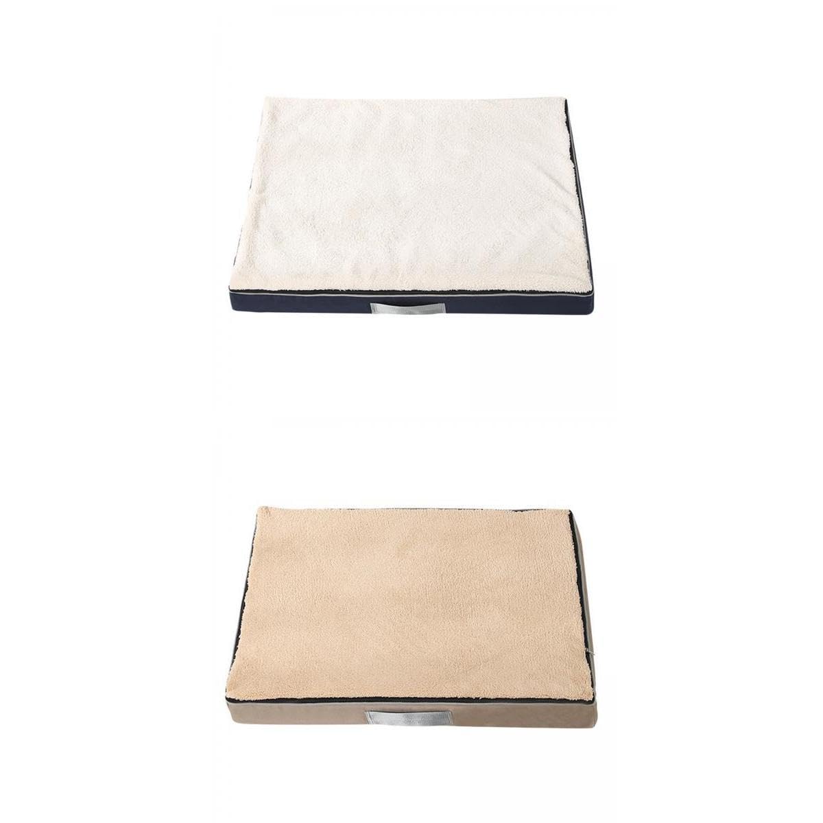 bnf 2X Dog Bed Sleeping Pad Kennel Blanket Washable Indoor Cats White and Khaki