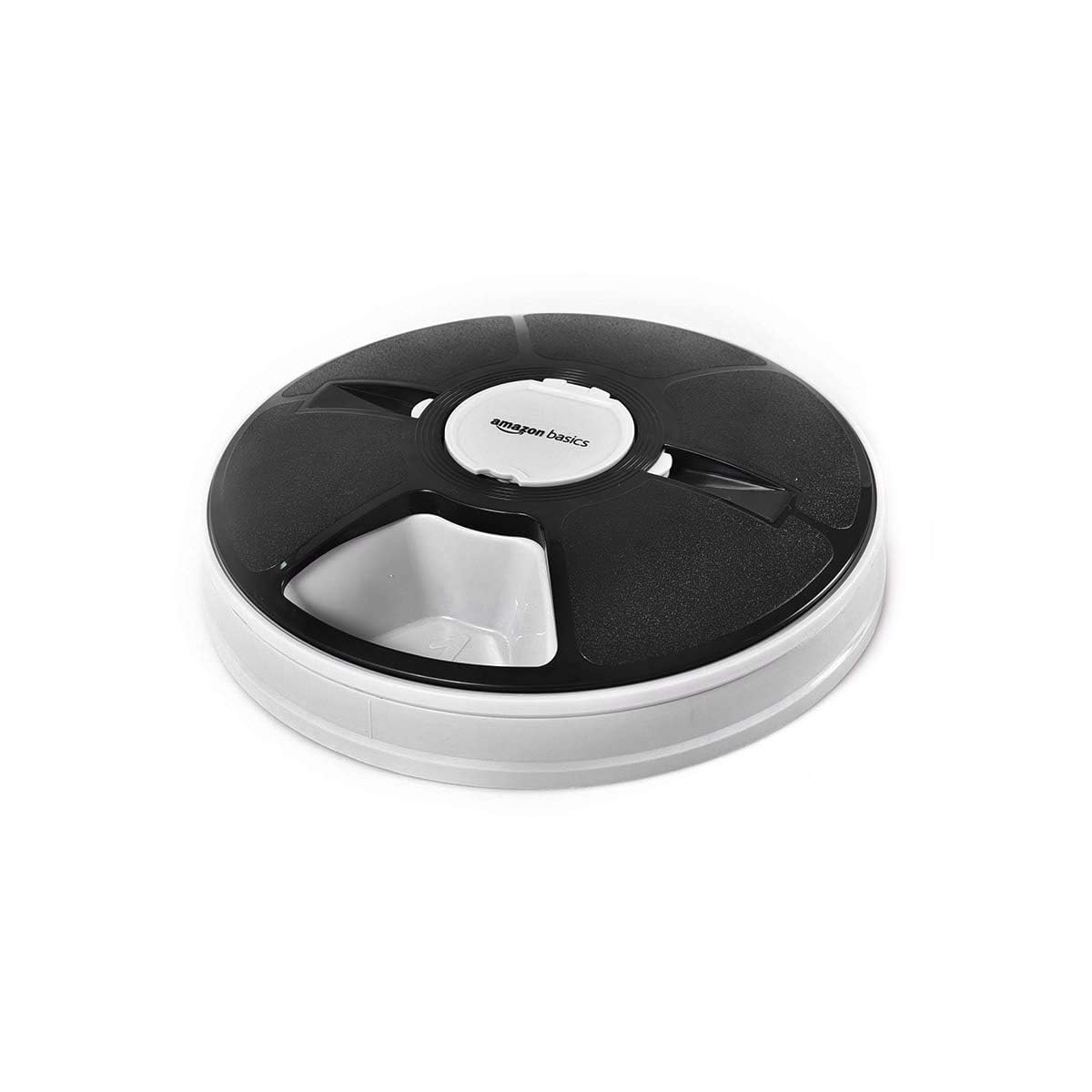 Amazon Basics Automatic Pet Feeder, Electronic Timed Dog and Cat Food Dispenser, 6 Portions, Plastic, Black, 12 X 12 X 2.3