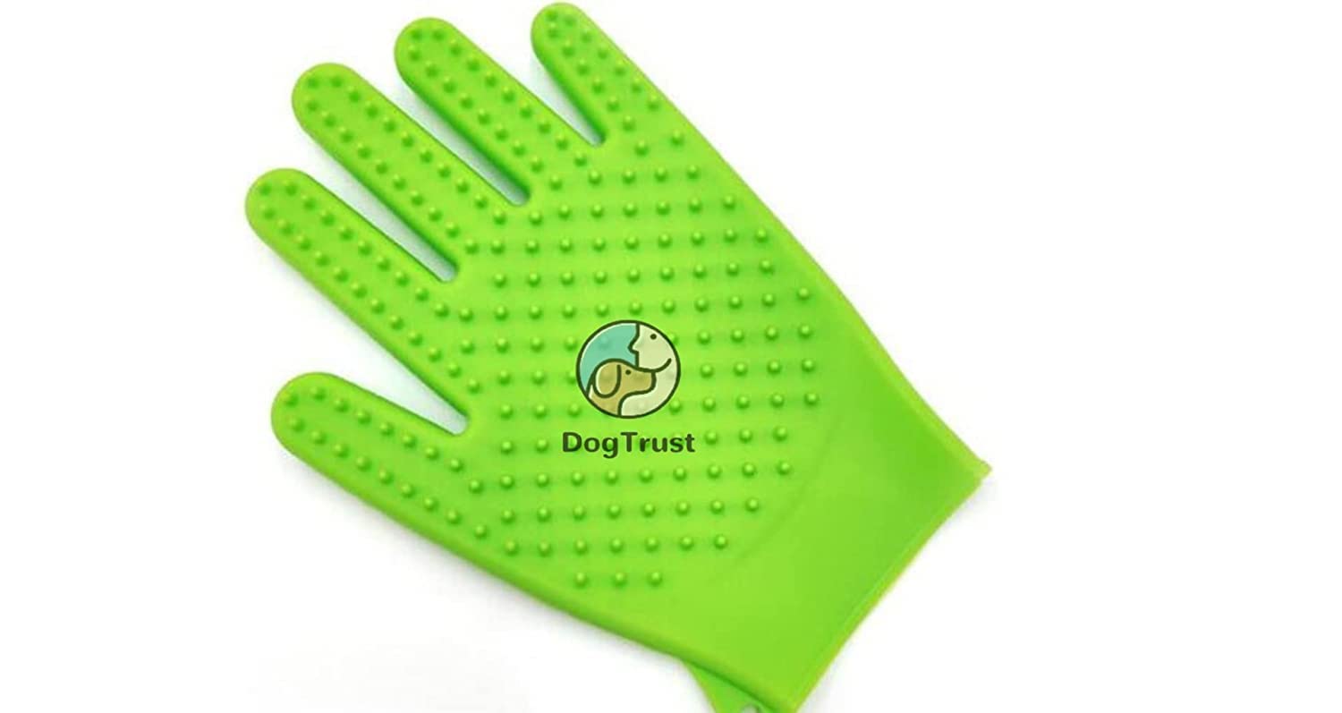 Dog Trust Ilicone Dog Brush Glove Gentle Efficient Back Massage Fur Washing Brush Pet Cat Grooming Deshedding Brush Glove Bathin