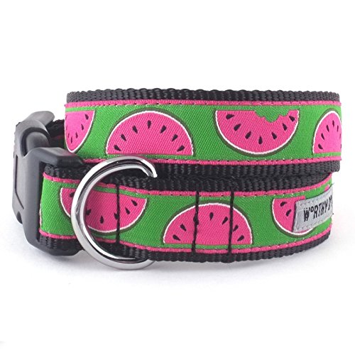 The Worthy Dog Watermelon Dog Collar, Adjustable Durable Nylon Pets Collar With Strong Quick Release Buckle, Fits Xs Size Dogs, Green
