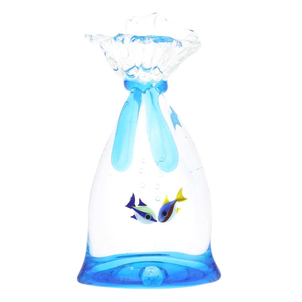 Glassofvenice Murano Glass Aquarium Bag With Two Tropical Fish