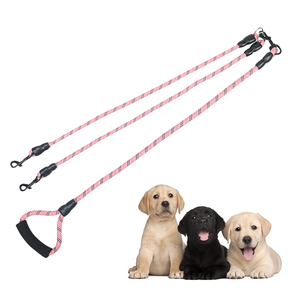 Dual Dog Leash, Reflective Heavy Duty Two Dog Leash For Small Medium Large Dogs, 2 Dog Leashes, 360 Swivel Tangle Free With Comf