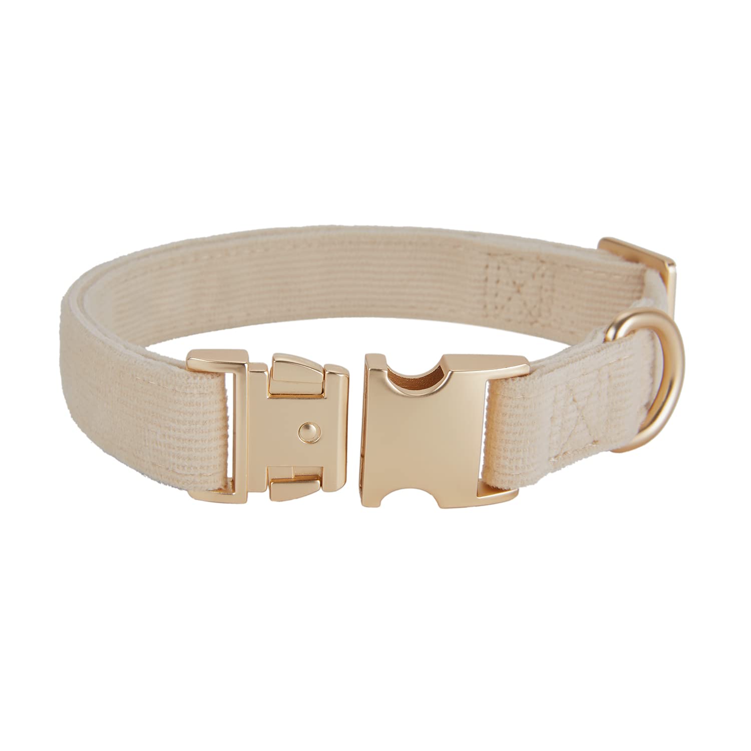 YUDOTE Soft Cotton Dog Collar with Metal Buckle Adjustable Heavy Duty Comfy Corduroy Collars for Small Medium Large Dogs,White,S