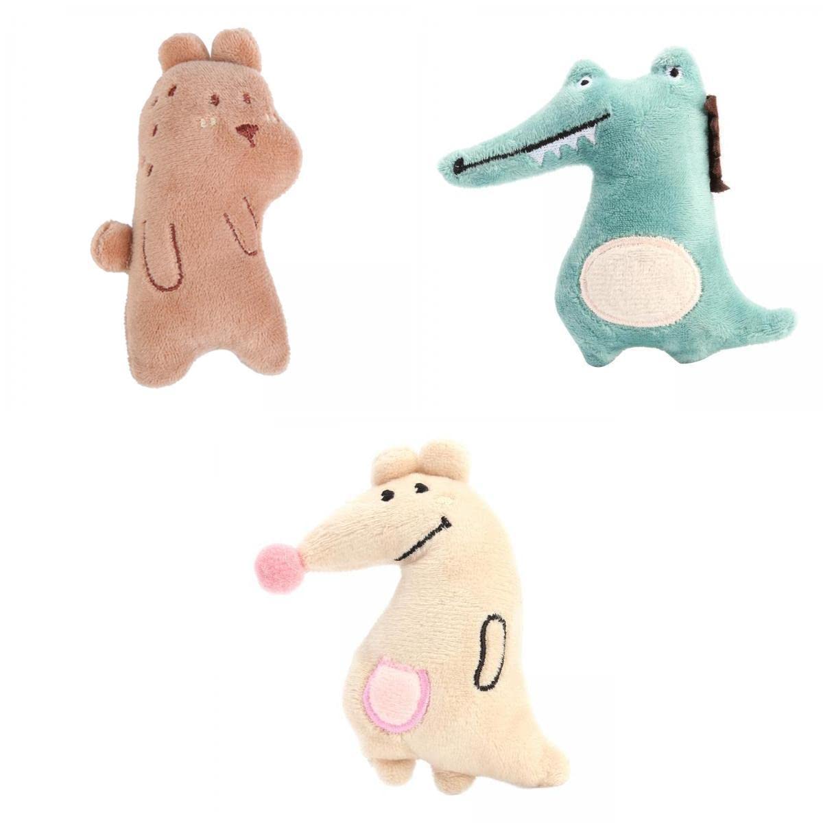 Ujeavette 3Pcs Cat Dog Toothbrush Fish Mouse Catnip Molar Stick Toys Bear