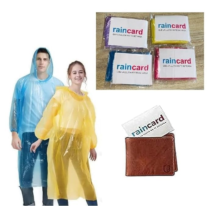 Zevesty Disposable Raincoat Rain Card Waterproof Emergency Rain Poncho In Card Size Case For Unisex Travel Rainwear Lightweight 