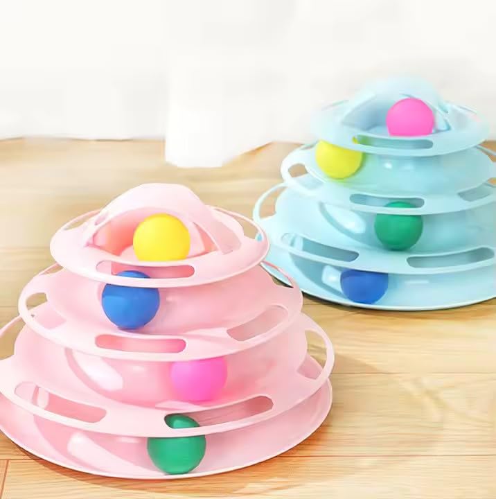Cat Toy Track Turntable (4 Tier) Interactive - Engaging Puzzle Play Plate for Cats & Small Pets. Pista de Juguete para Gatos con